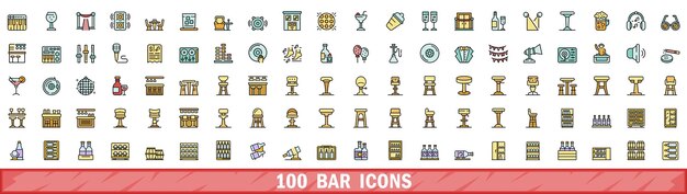 Icones de 100 barras con estilo de línea de color