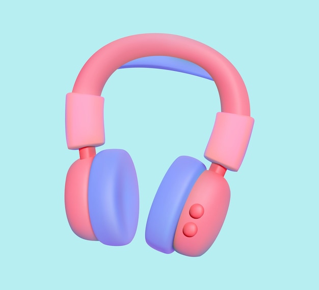 Icones de auriculares 3D de colores en fondo azul
