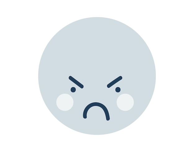 Icones de emoji redondos azules y enojados Símbolo de objeto Símbolo plano Arte vectorial Elemento de dibujos animados