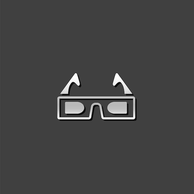 Icones de gafas 3D en estilo de color gris metálico Entretenimiento de objetos tridimensionales