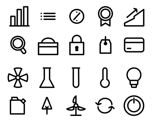 Icones de línea monolíneas vectoriales