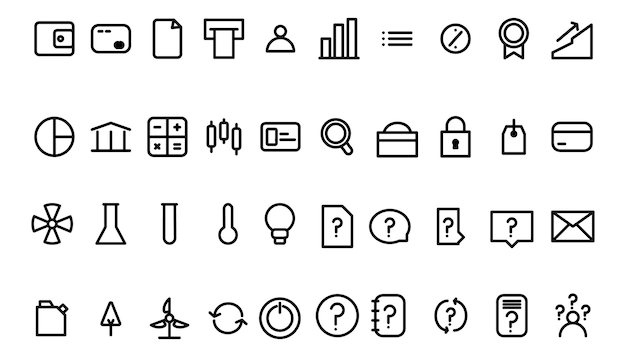 Icones de línea monolíneas vectoriales