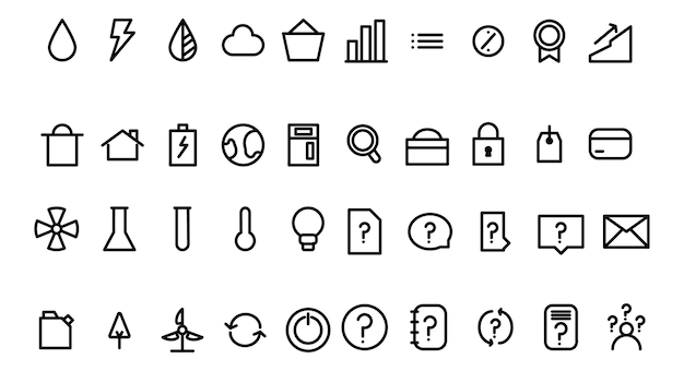 Icones de línea monolíneas vectoriales