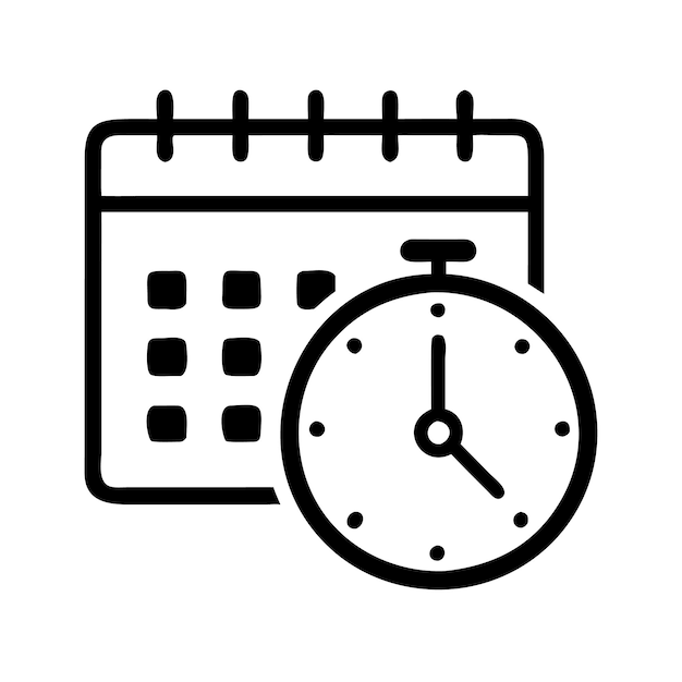 Icones de reloj y calendario en fondo blanco para la gestión del tiempo y la productividad