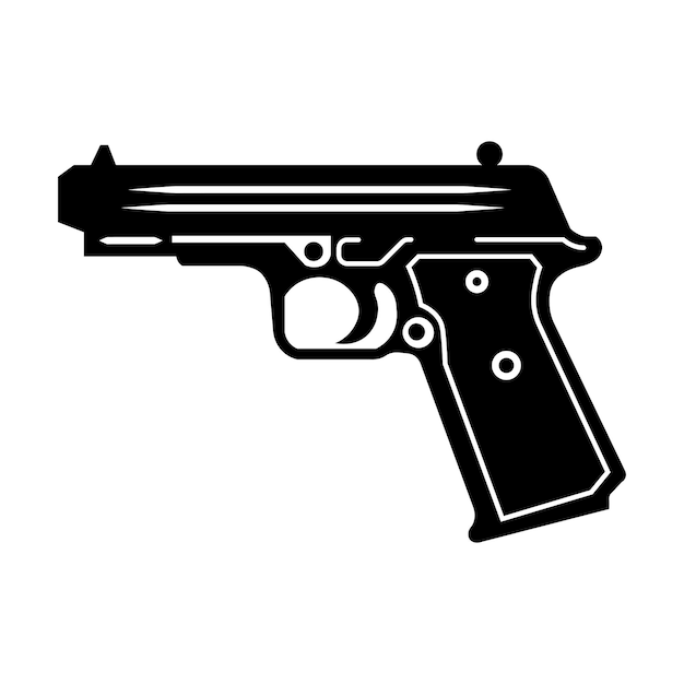 Icones de vectores de armas negras sobre fondo blanco