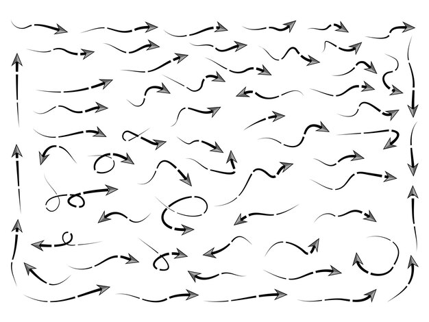 Icones de vectores de colección de flechas en fondo blanco