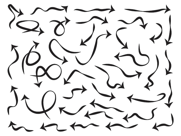 Icones de vectores de colección de flechas en fondo blanco