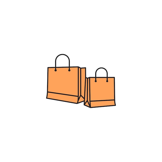 Icones vectoriales de colores de bolsas de compras en fondo blanco