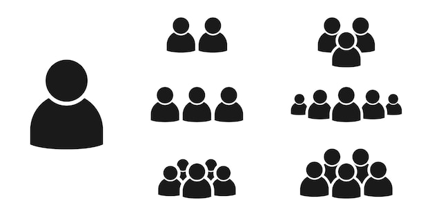 Icones vectoriales de personas Icones de equipo Conjunto de ícones de grupo de personas Icones vectoriales de persona negra