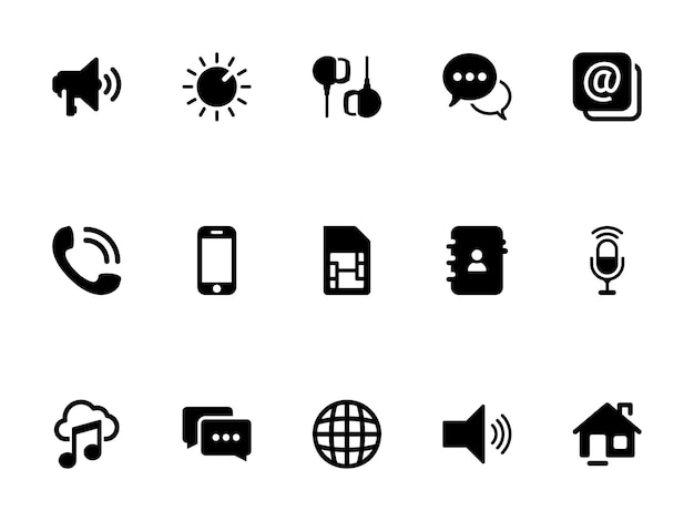 Icones vectoriales simples en un tema de las características del teléfono móvil