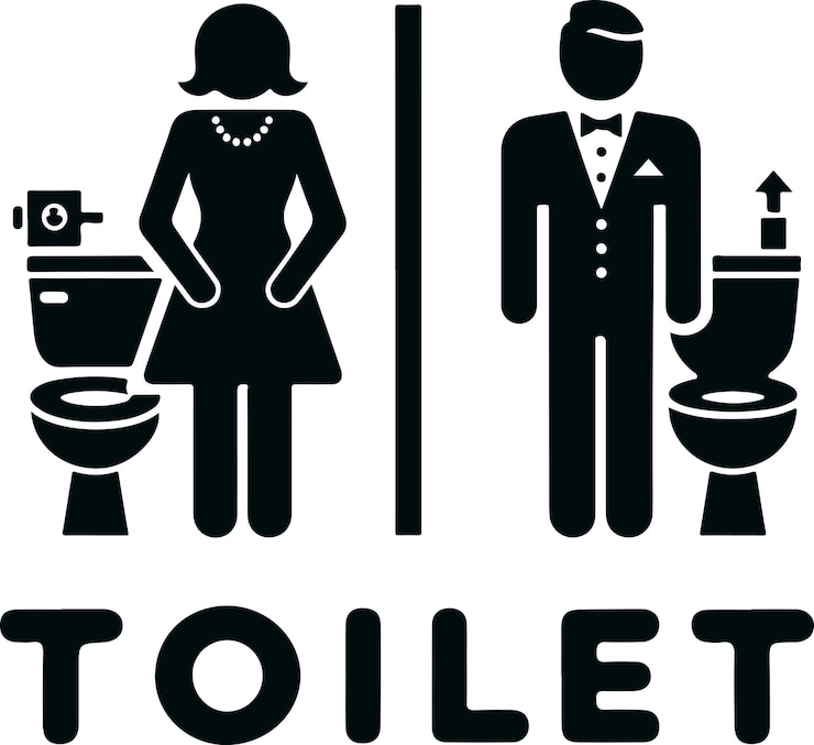 Vector iconic hombres y mujeres baño logotipo icono conjunto vectorial silueta plantilla en fondo blanco aislado