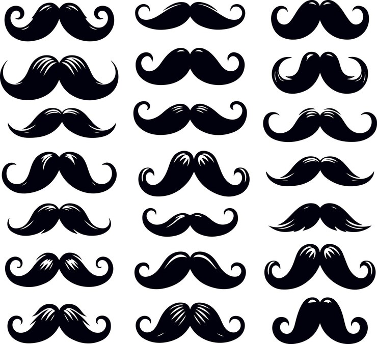 Vector iconic vintage bustache icon set diseño de ilustración vectorial lleno de negro en fondo blanco
