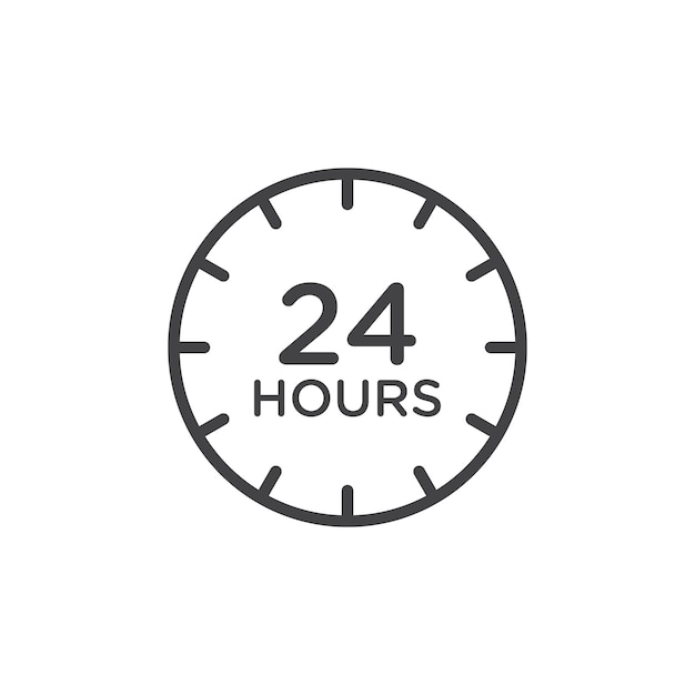 Ícono de 24 horas Marca de símbolo en estilo llenado
