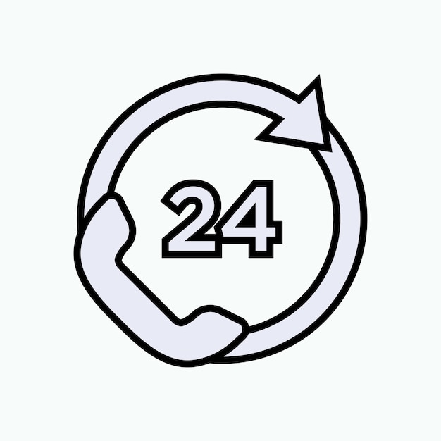 Icono de 24 horas Vector de símbolo de tiempo de servicio al cliente