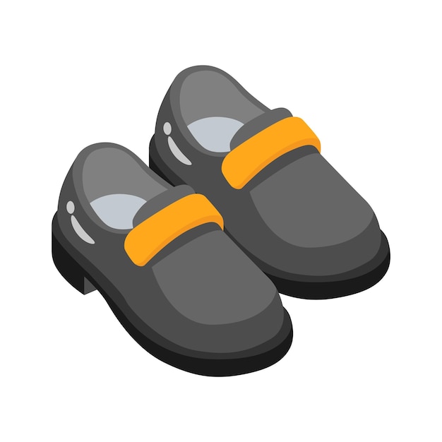Un icono 2D que muestra zapatos de estudiantes fácil de editar