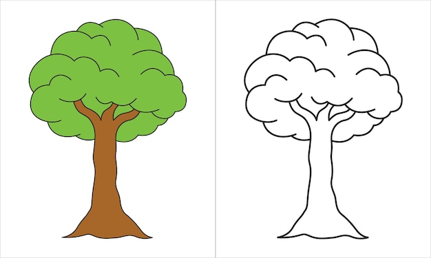 Icono 3D de árbol en fondo blanco Árbol verde en estilo de dibujos animados Elemento de diseño Ilustración vectorial
