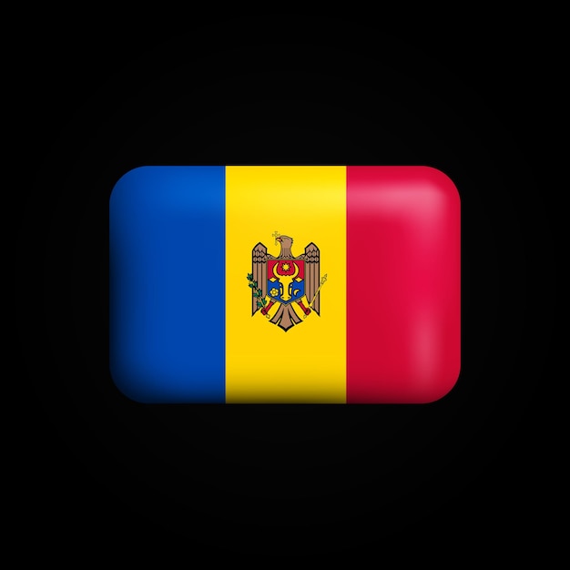 Icono 3d de la bandera de moldavia bandera nacional de moldavia