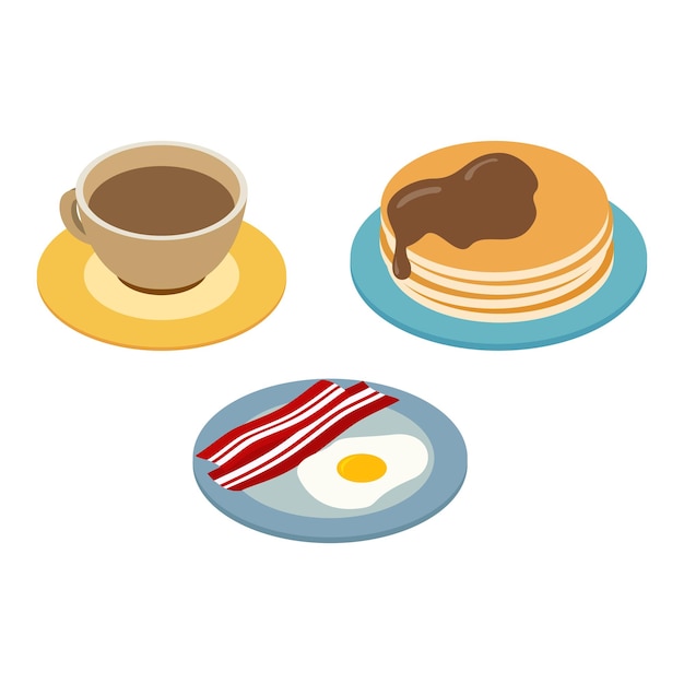 Icono 3d isométrico de desayuno para dispositivos web y móviles