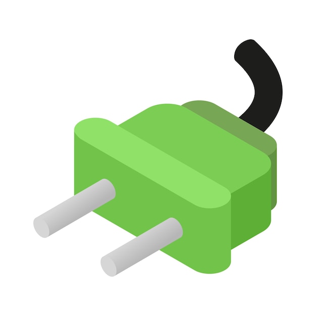 Icono 3d isométrico de enchufe eléctrico para dispositivos web y móviles