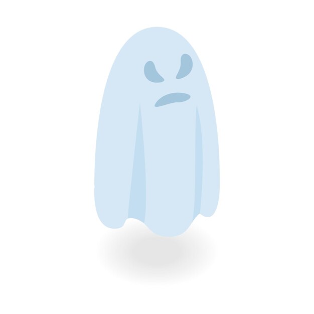 Icono 3D isométrico del fantasma de Halloween sobre un fondo blanco
