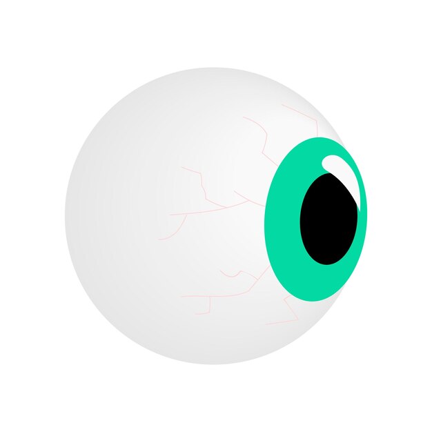Icono 3d isométrico del globo ocular sobre un fondo blanco