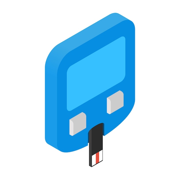 Icono 3d isométrico del glucómetro casero aislado sobre fondo blanco