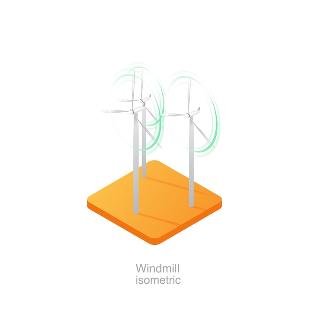 Icono 3D isométrico de molino de viento