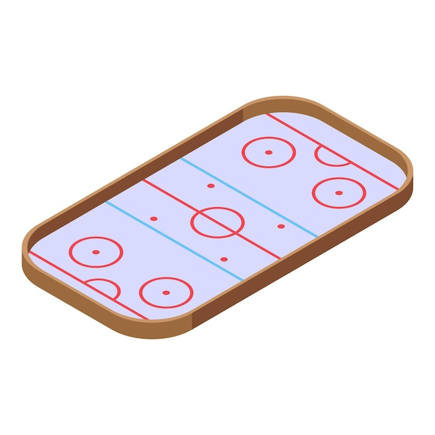 El icono 3D isométrico de la pista de hockey sobre hielo vacía de la vista superior