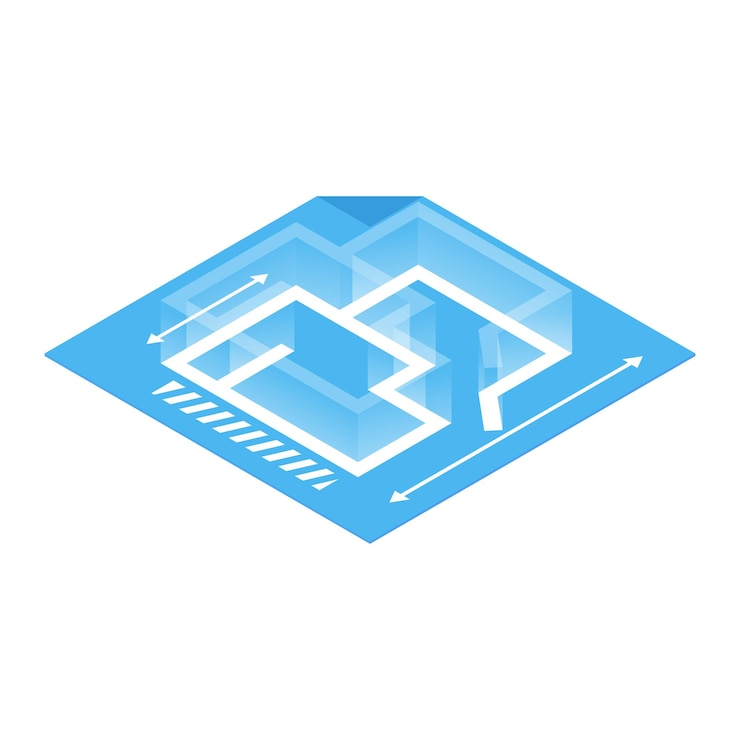 Vector icono 3d isométrico del plan arquitectónico aislado sobre fondo blanco
