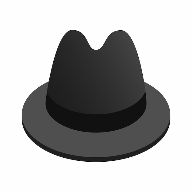 Vector icono 3d isométrico del sombrero de detective aislado en un fondo blanco