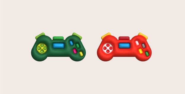 Icono 3d joystick gamepad consola de juegos o controlador de juegos Juego de computadora estilo de dibujos animados minimalista
