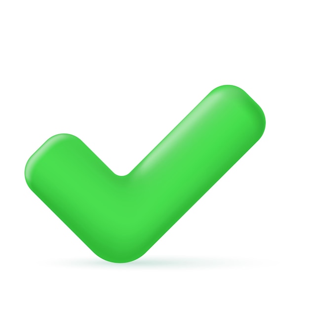 Icono 3d de marca de verificación verde.