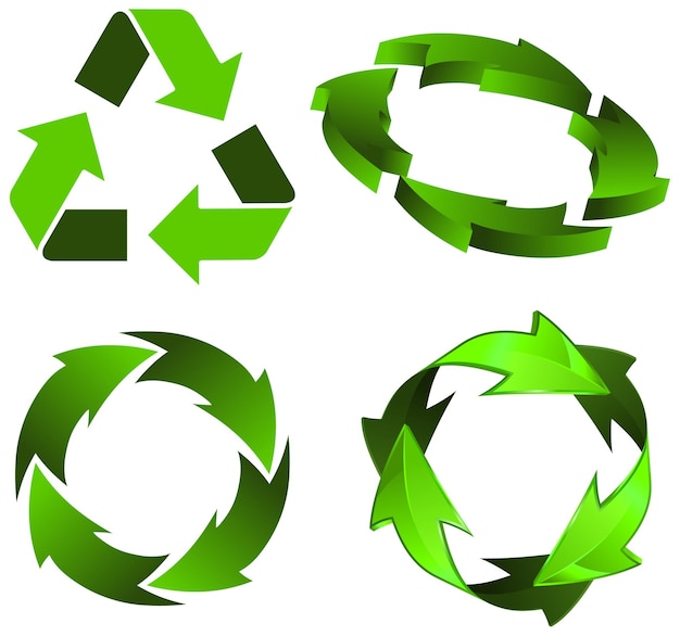 Icono 3D de medio ambiente y reciclaje aislado en una ilustración vectorial de fondo blanco
