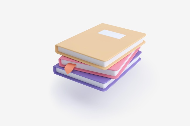 Vector icono 3d una pila de libros coloridos ilustraciones vectoriales de libros de texto escolares en un simple estilo de dibujos animados