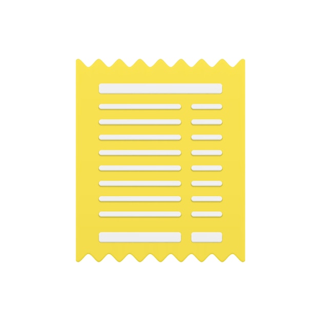 Icono 3d de recibo dorado Deslizamiento de papel con lados irregulares