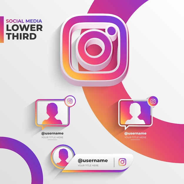 Vector icono 3d redes sociales instagram tercio inferior