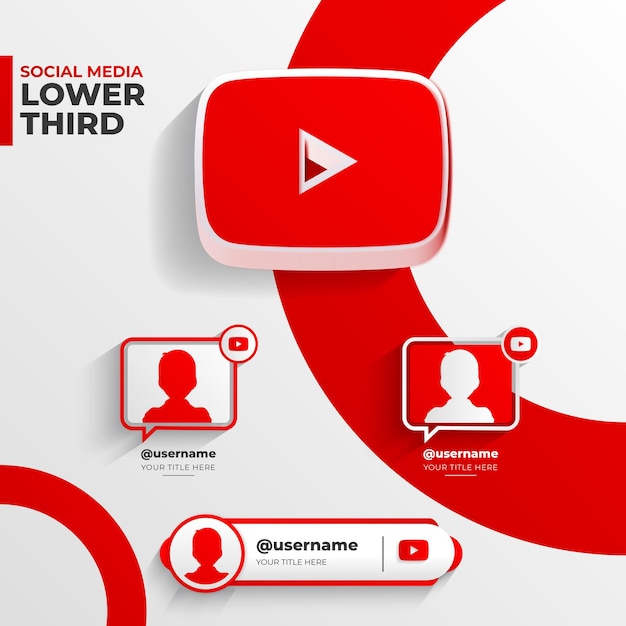 Icono 3d redes sociales youtube tercio inferior