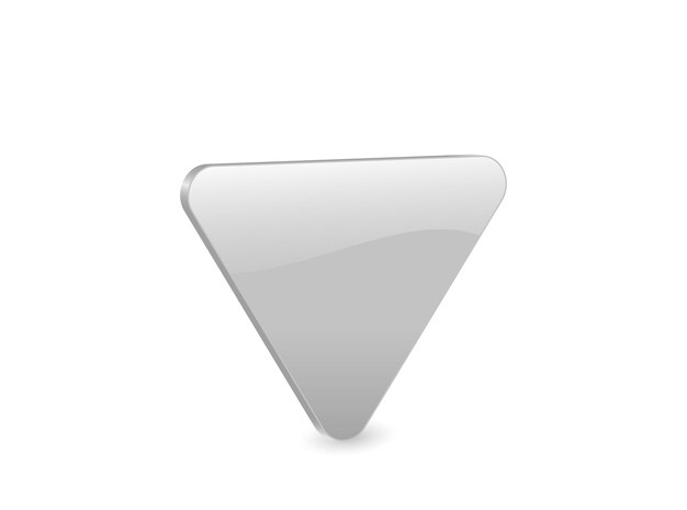 Icono 3d triangular plateado