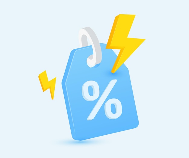 icono 3d truenos perno iconos etiqueta de precio ventas nueva idea concepto diseño vectorial