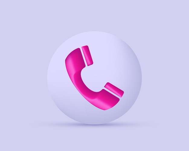icono 3D único de teléfono blanco y rosa aislado en el vector