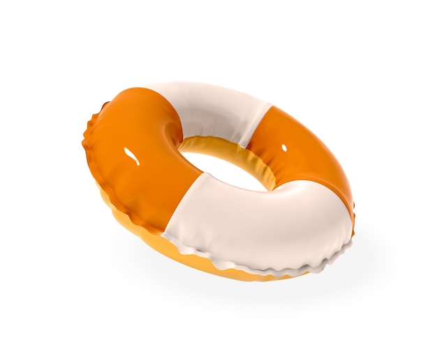 El icono 3D del vector aislado de Lifebuoy naranja