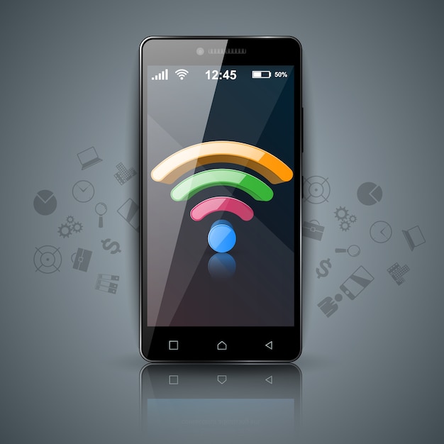 Vector icono de 3d wi-fi en el fondo gris.