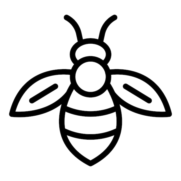 Icono de abeja Icono de vector de abeja de esquema para diseño web aislado sobre fondo blanco