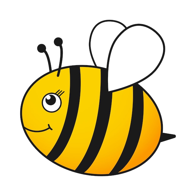 Vector icono de abeja de miel. carácter de insecto. abeja voladora de dibujos animados.