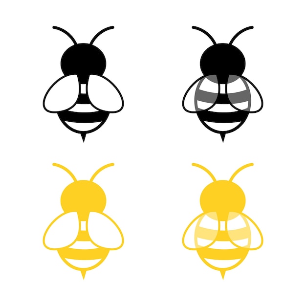 icono de abeja negra y naranja abeja con alas transparentes aisladas
