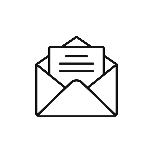 El icono abierto del sobre establece la letra abierta, el símbolo vectorial del papel, la lectura del boletín de noticias, el signo de correo electrónico abierto o el icono web del correo en estilo negro, lleno y delineado.