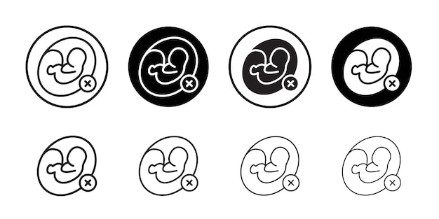 Icono del aborto del feto Ilustración plana de línea delgada