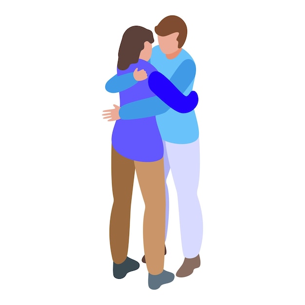 Icono de abrazo feliz vector isométrico Gente que se reúne al aire libre