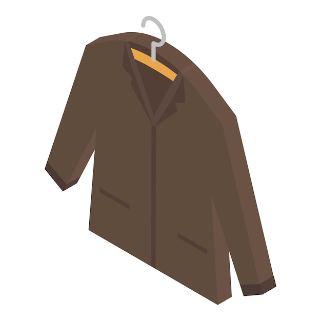 Icono de abrigo en percha Isométrico de abrigo en icono de vector de percha para diseño web aislado sobre fondo blanco