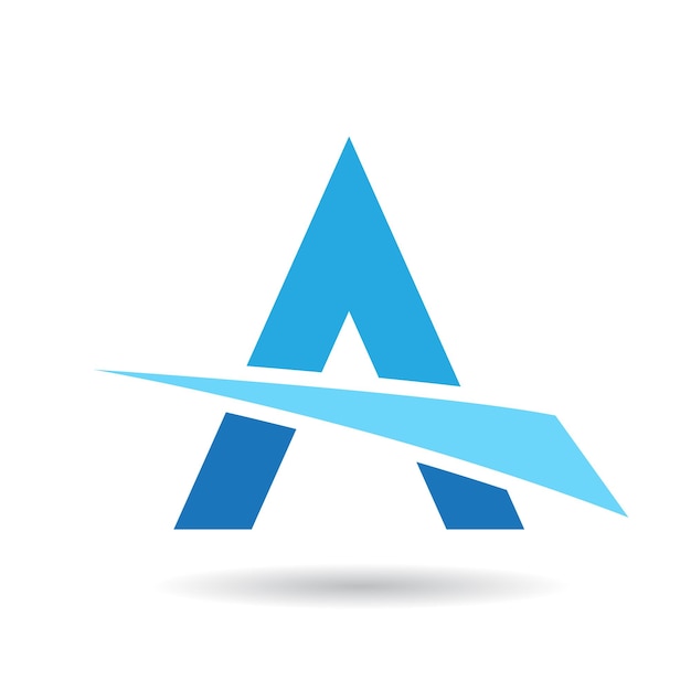 Icono abstracto azul de la letra A con un triángulo de corte